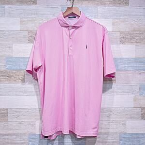 TURTLESON Performance Polo Pink White Dots Council Fire Golf Club Mens Large